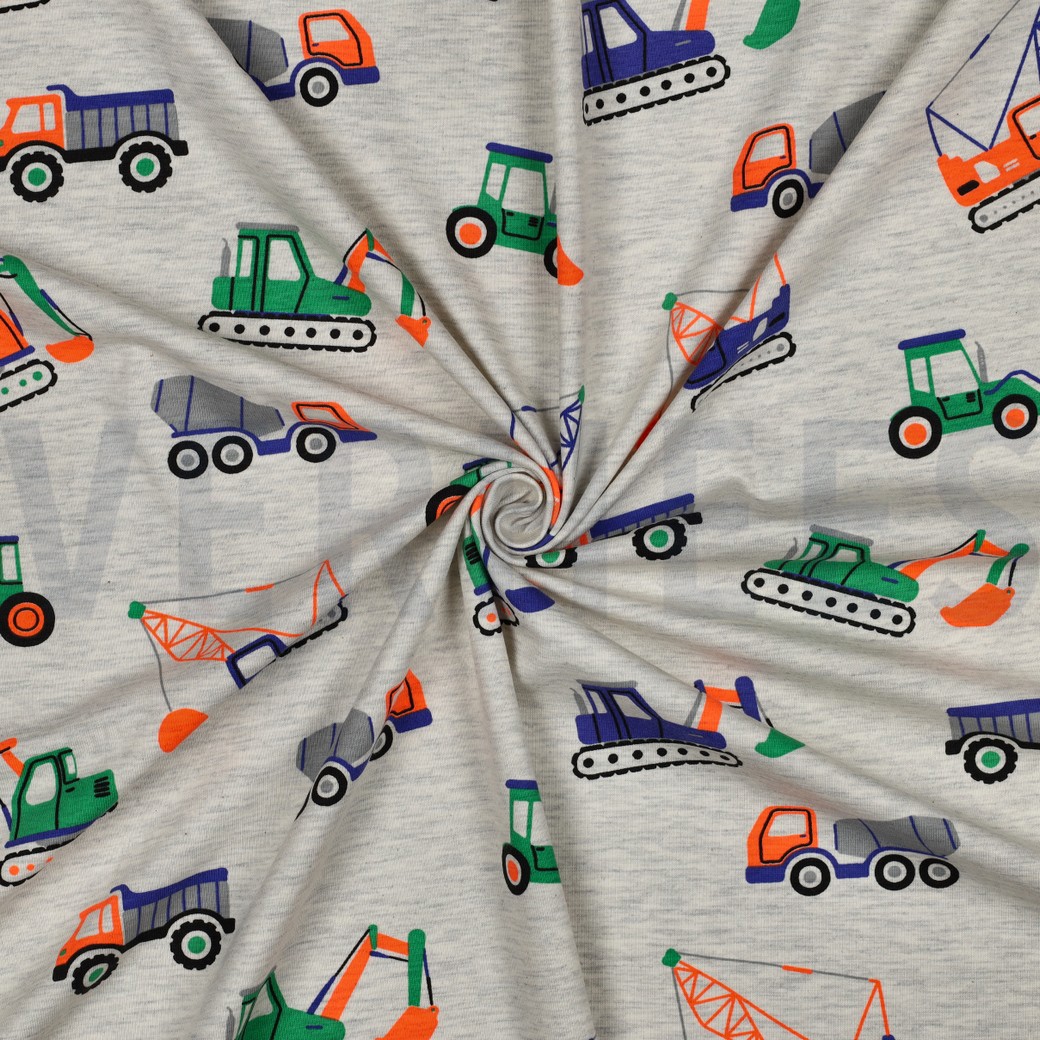 JERSEY MELANGE NEON CONSTRUCTION VEHICLES GREY #7