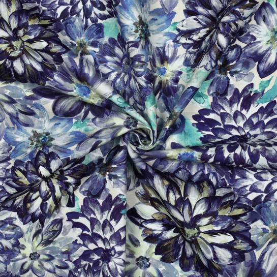 TOILE DÉCORATION FLEURS BLEU #7