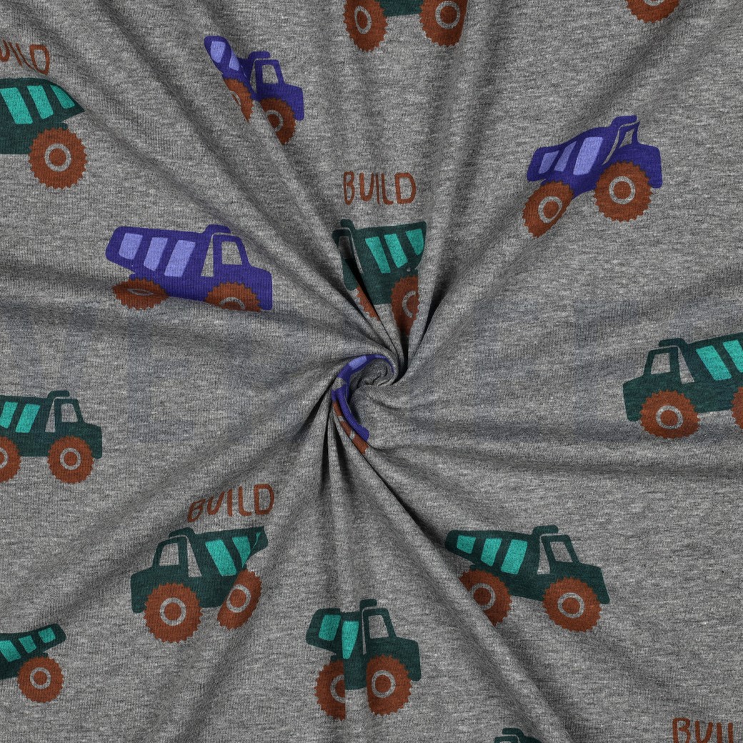 JERSEY MELANGE CONSTRUCTION VEHICLES GREY #7
