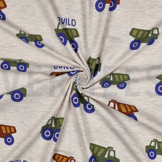 JERSEY MELANGE CONSTRUCTION VEHICLES LIGHT SAND #7