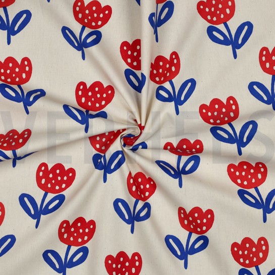 BAUMWOLLE POPELINE GOTS NATURAL GROSSE BLUMEN NATUR #7