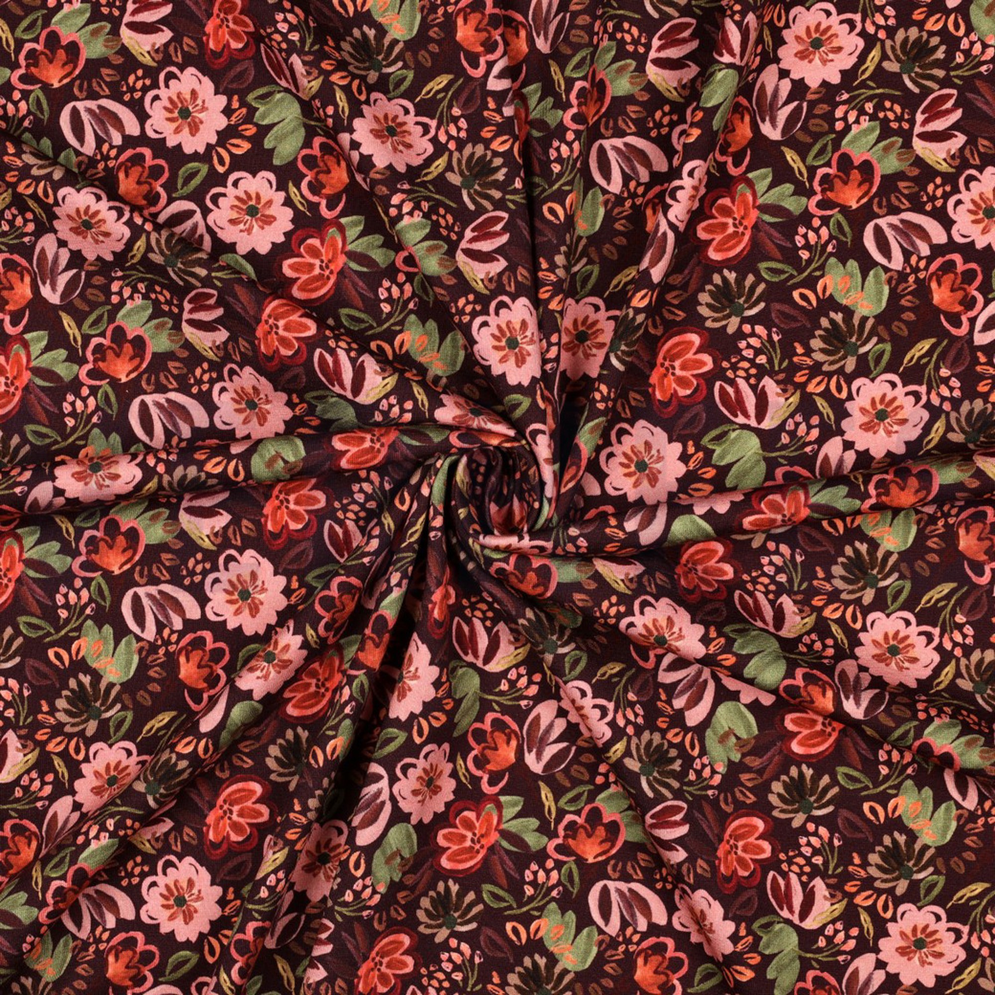 JERSEY DIGITAL FLOWERS BURGUNDY (high resolution) #3