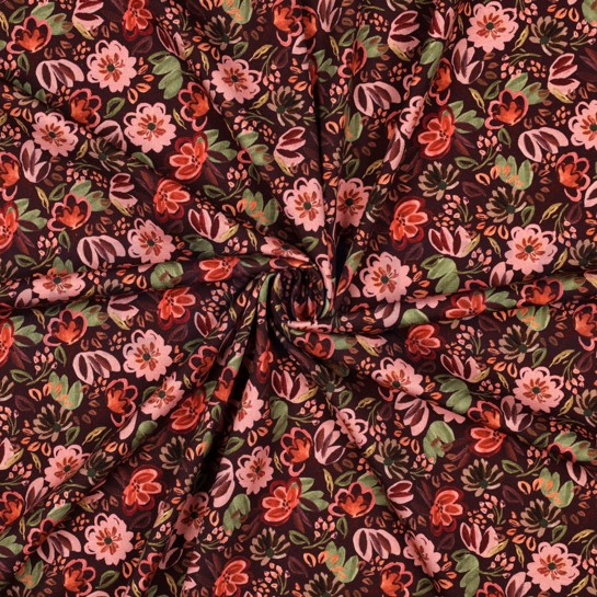 JERSEY DIGITAL FLOWERS BURGUNDY #7