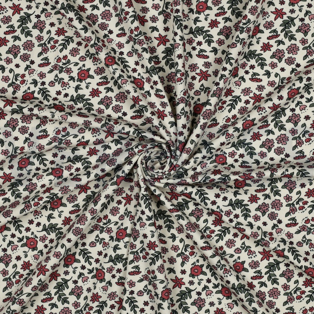 JERSEY GOTS NATUREL FLEURS NATUREL/BEIGE #7