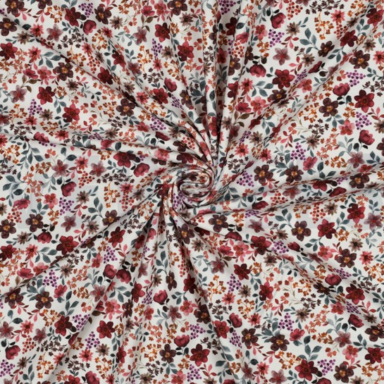 JERSEY GOTS DIGITAL BLUMEN BORDEAUXROT #7