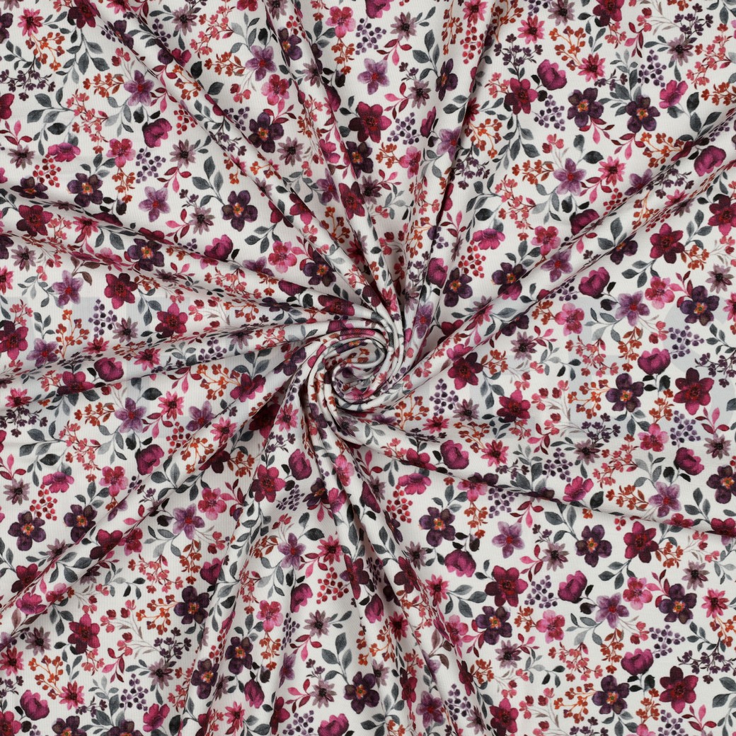 JERSEY GOTS DIGITAL FLEURS FUCHSIA #7