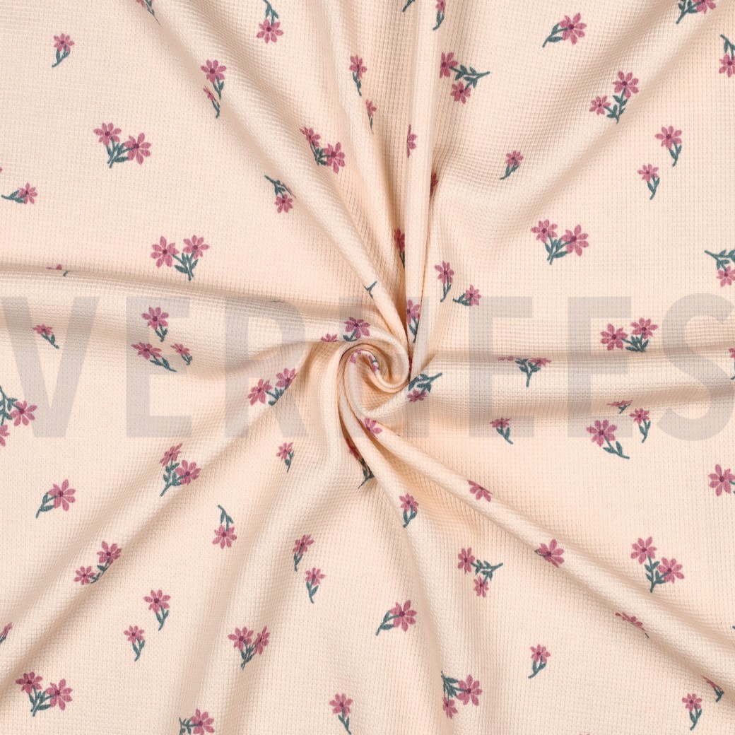 JERSEY GAUFRÉ FLEURS ROSE CLAIR #7