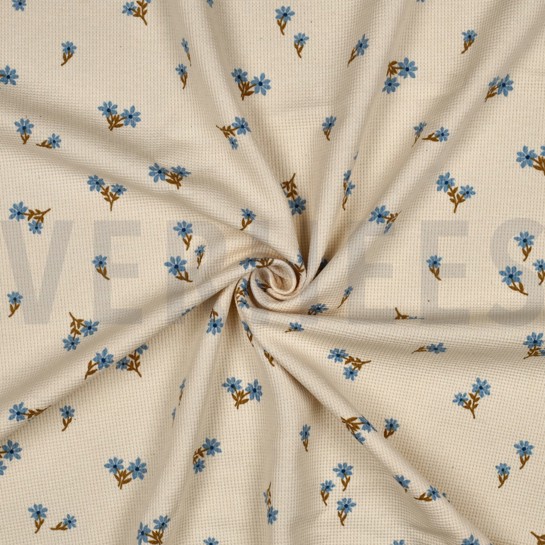 WAFFLE JERSEY FLOWERS ECRU #7