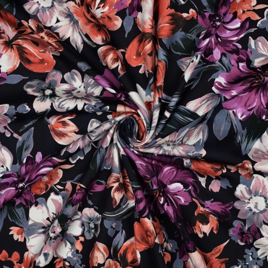 FRENCH TERRY DIGITAL BLUMEN MARINEBLAU #7