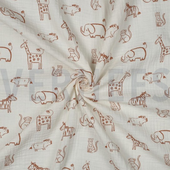 MUSSELIN SAFARI TIERE GEBROCHEN WEISS #7