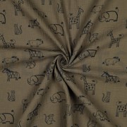 DOUBLE GAUZE SAFARI ANIMALS GREEN (thumbnail) #3