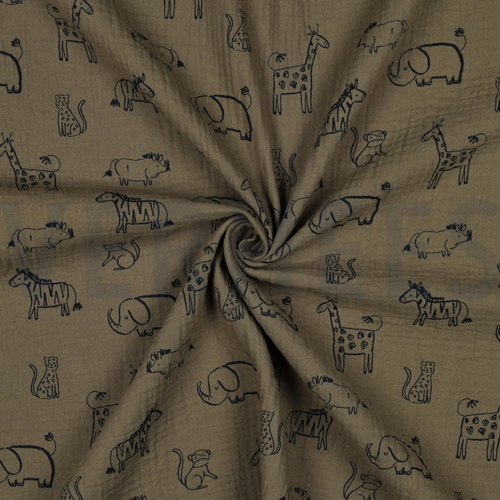 DOUBLE GAUZE SAFARI ANIMALS GREEN (high resolution) #3