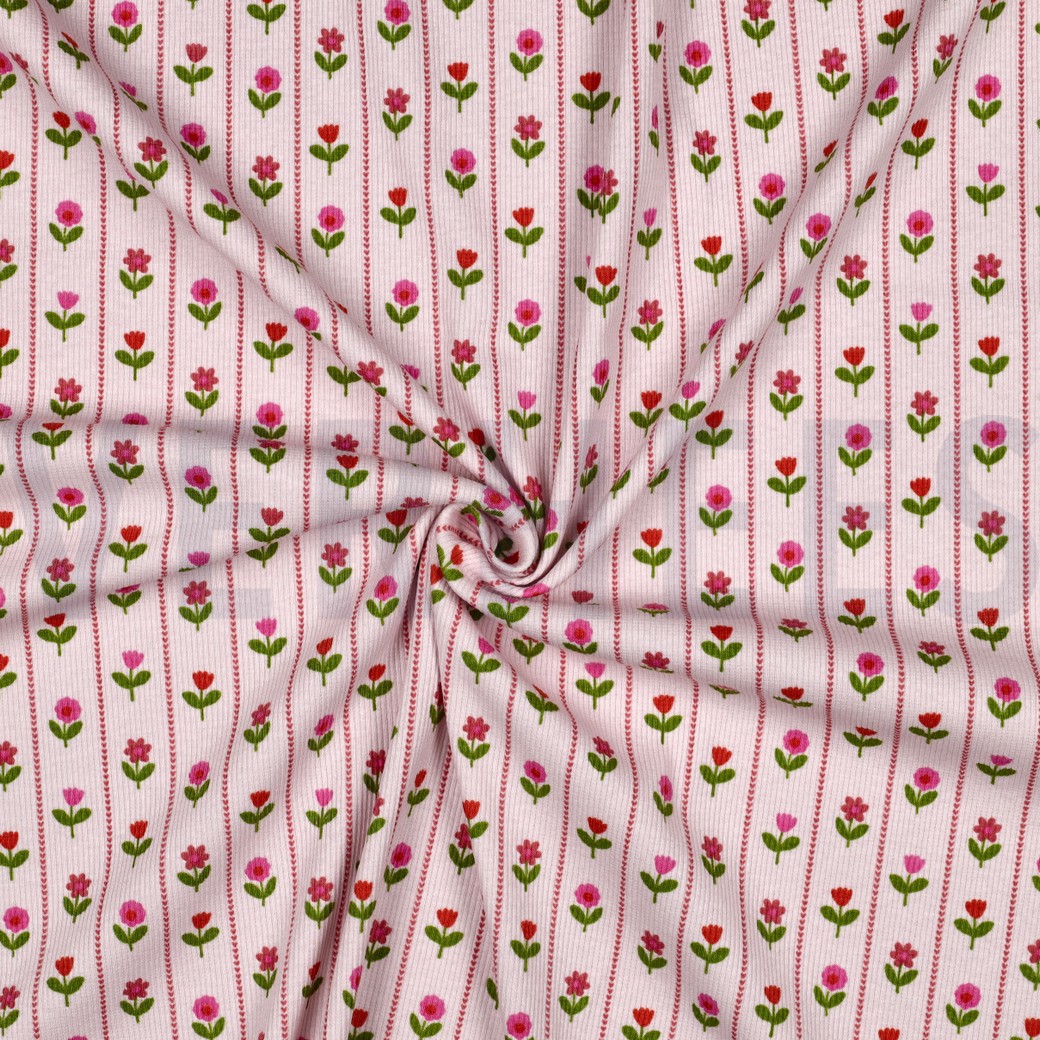 RIB JERSEY FLOWERS LIGHT PINK #7