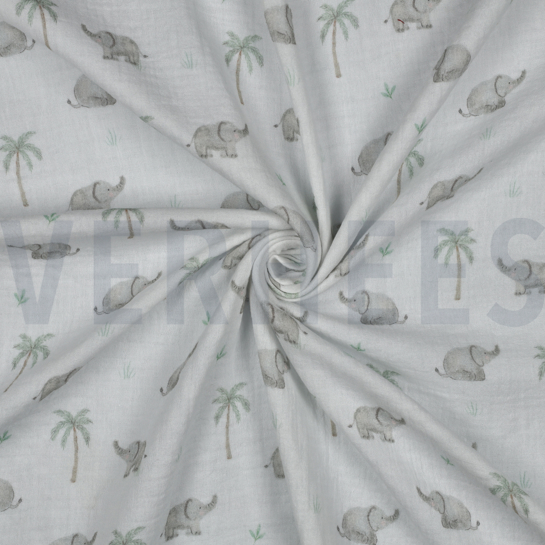 MUSSELIN DIGITAL SAFARI TIERE WEISS #7
