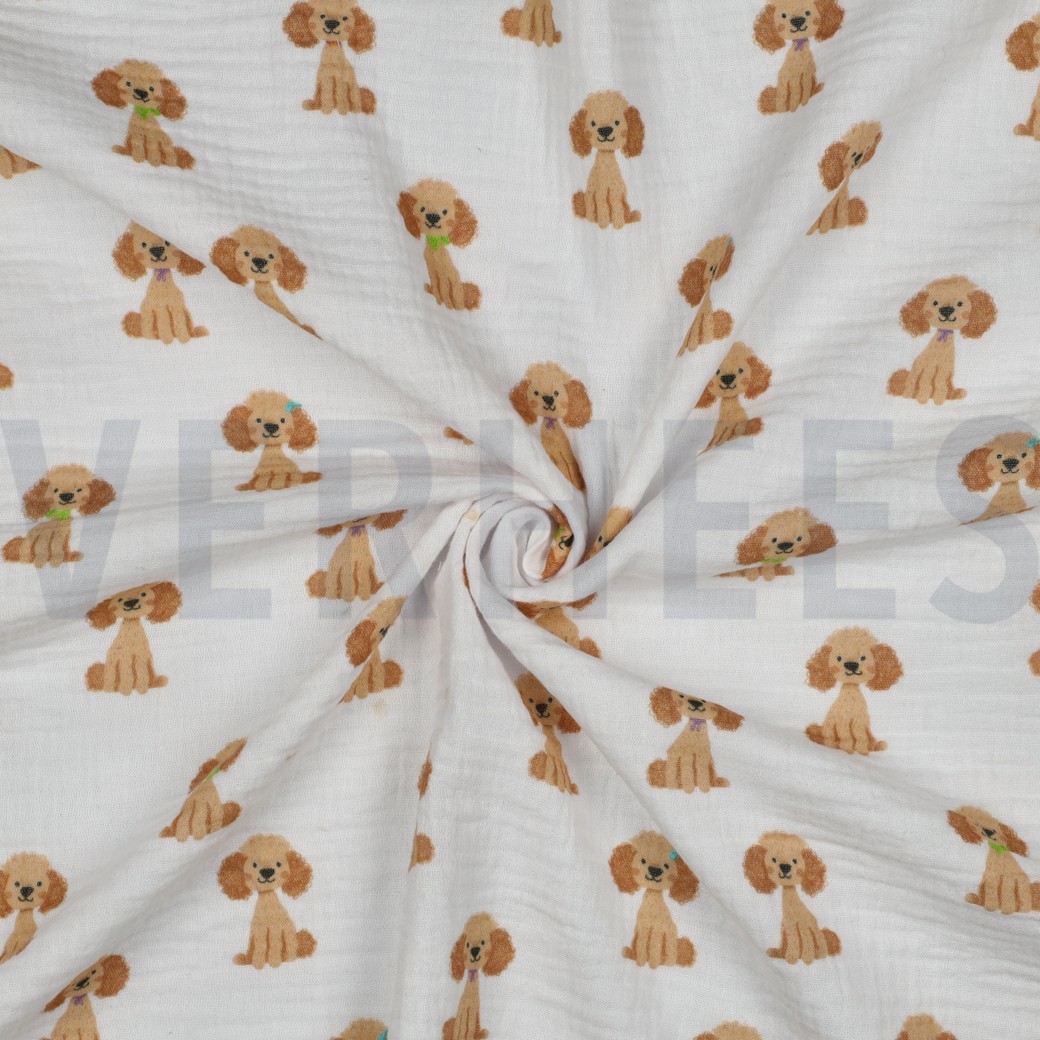 DOUBLE GAZE DE COTON CHIENS BLANC #7