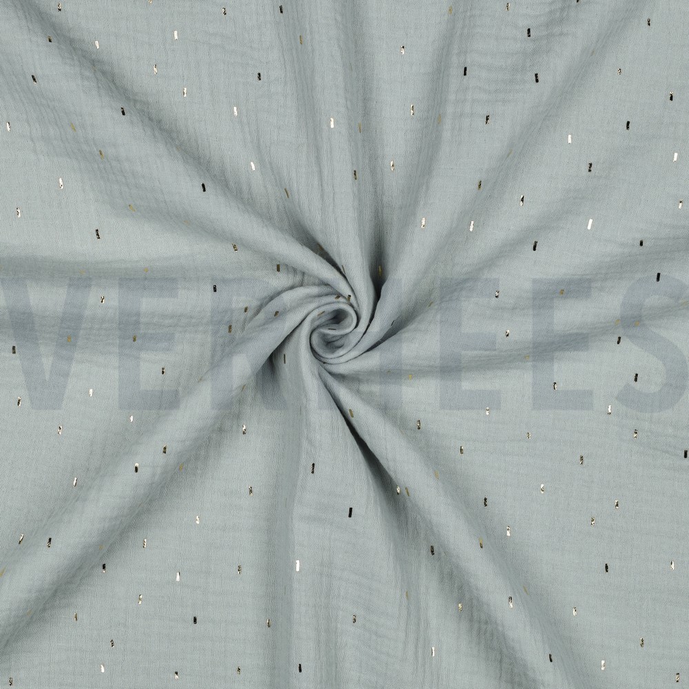 DOUBLE GAZE DE COTON FOIL RAYURES MENTHE/OR #7