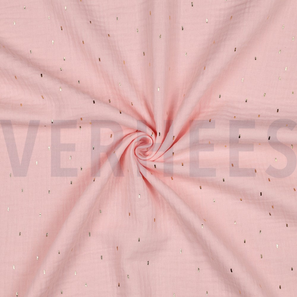 DOUBLE GAUZE FOIL STRIPES LIGHT ROSE/GOLD #7