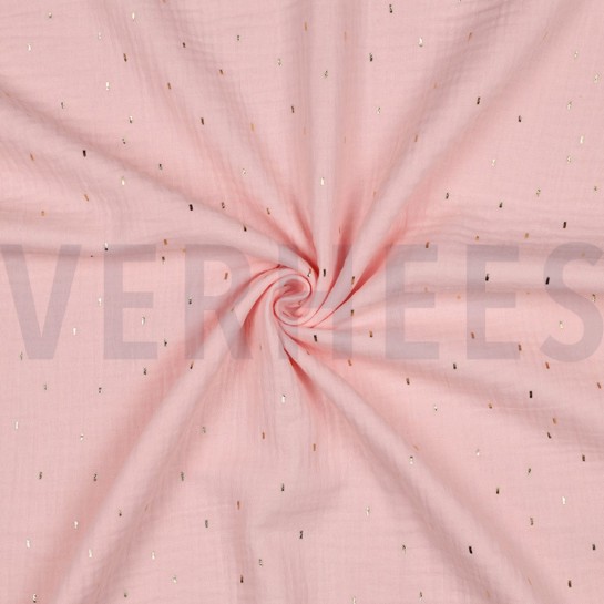 DOUBLE GAUZE FOLIE STREPEN LICHTROZE/GOUD #7