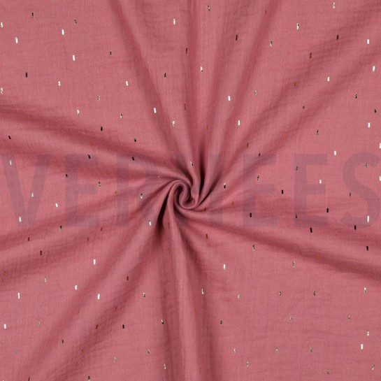 MUSSELIN FOLIE STREIFEN MAUVE / GOLD #7