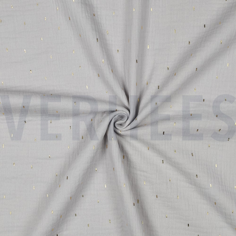 DOUBLE GAUZE FOIL STRIPES LIGHT GREY/GOLD #7