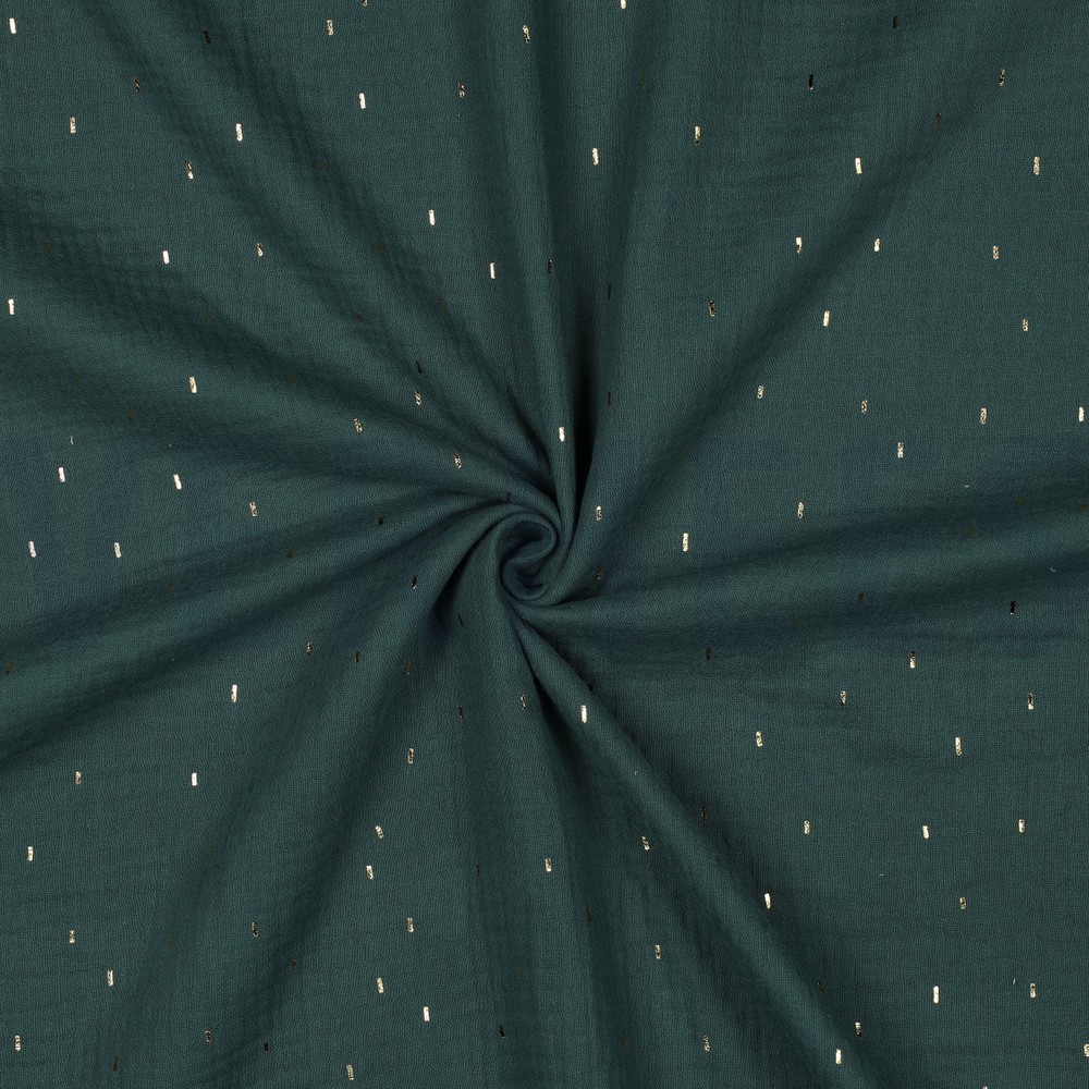 DOUBLE GAUZE FOIL STRIPES DARK GREEN/GOLD #7