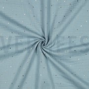 DOUBLE GAUZE FOIL STRIPES CYAN/GOLD (thumbnail) #3