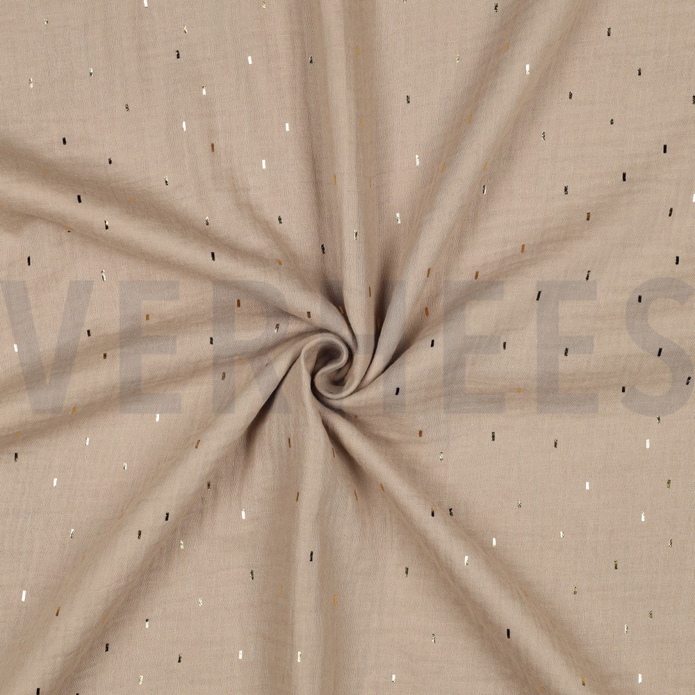 DOUBLE GAUZE FOIL STRIPES BEIGE/GOLD #7