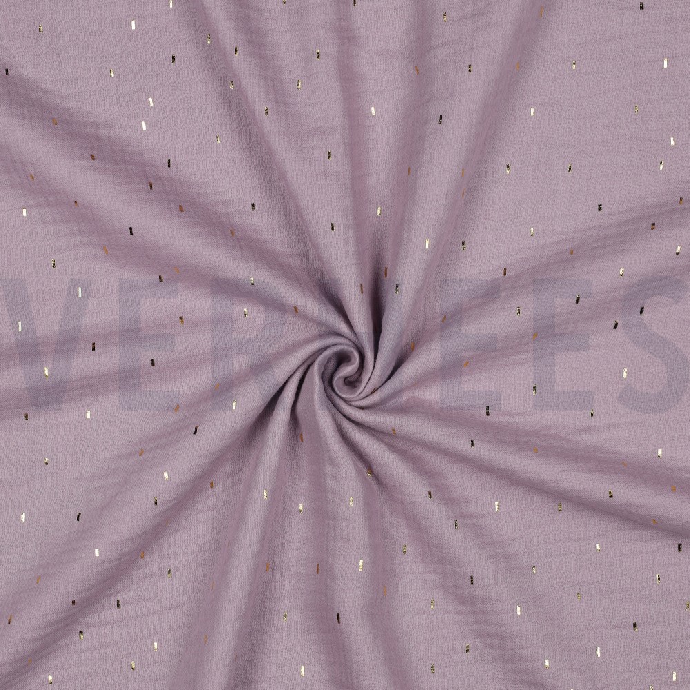 DOUBLE GAUZE FOIL STRIPES LILAC/GOLD #7