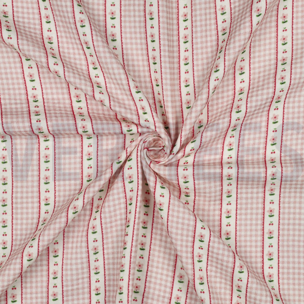 DOUBLE GAUZE DIGITAL CHECKS PINK #7