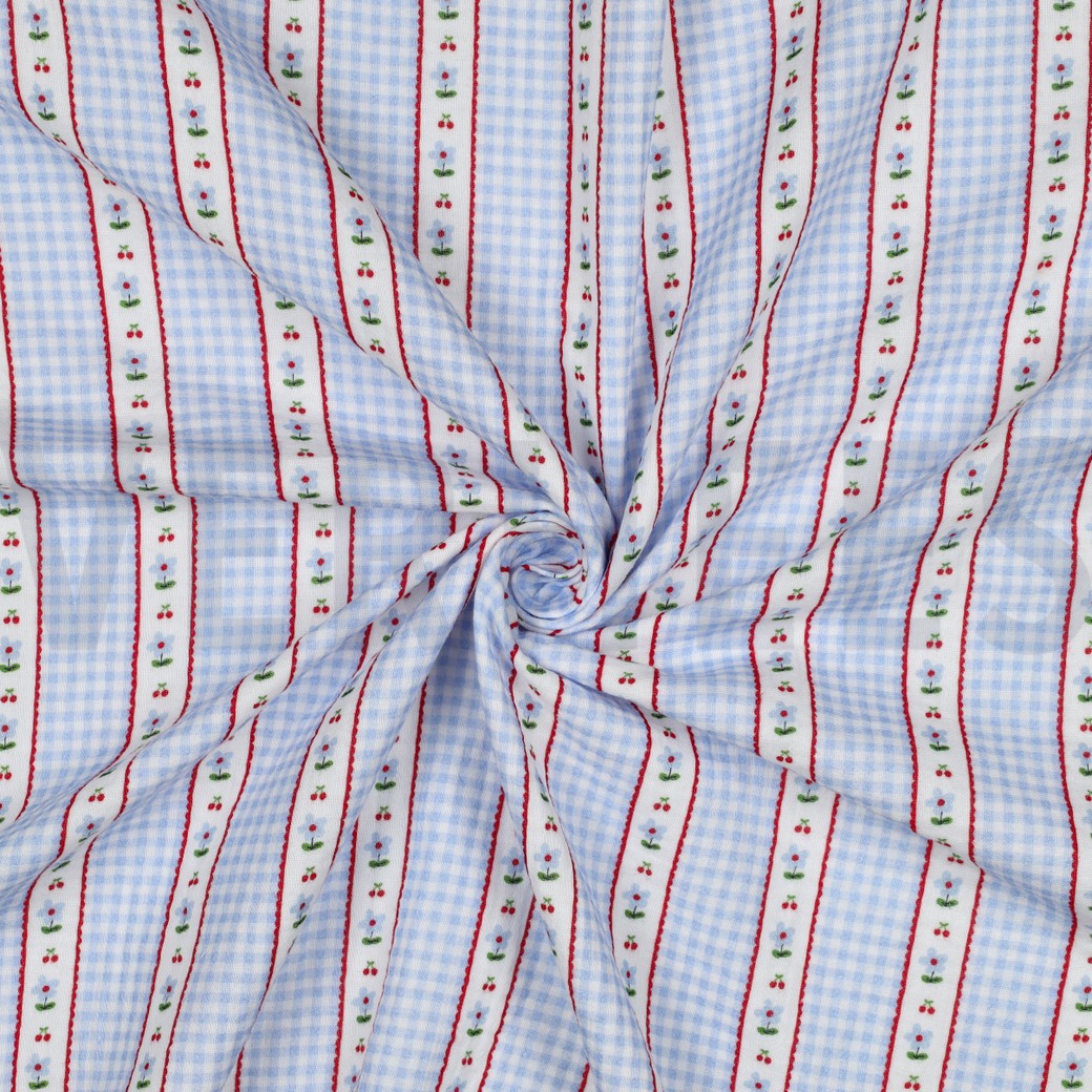 DOUBLE GAUZE DIGITAL CHECKS BLUE #7