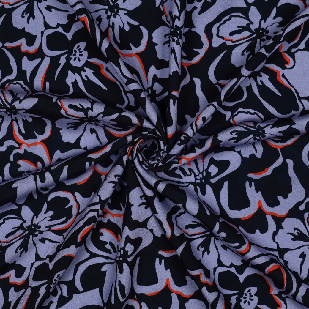 LENZING™ ECOVERO™ BLUMEN MARINEBLAU #7