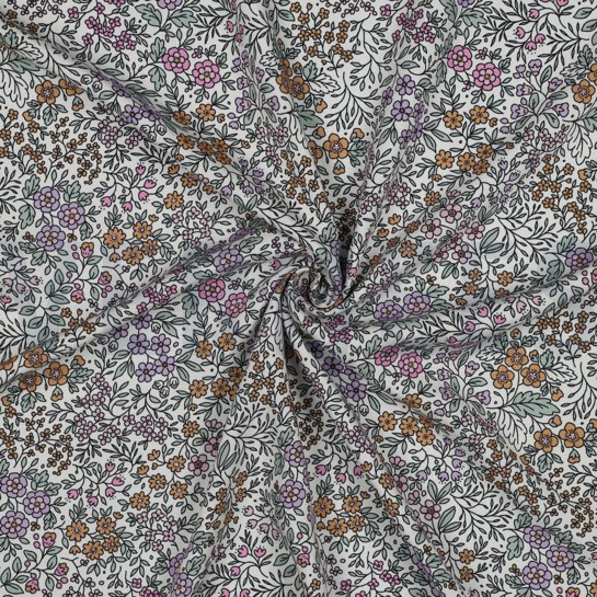 LENZING™ ECOVERO™ FLEURS BLANC CASSÉ #7