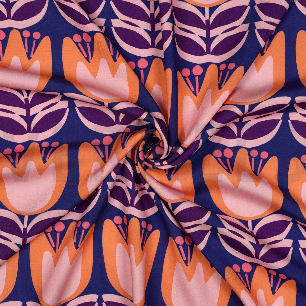LENZING™ ECOVERO™ BLOEMEN KOBALTBLAUW #7