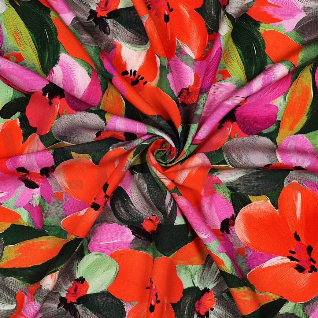 LENZING™ ECOVERO™ DIGITAAL BLOEMEN MULTI #7