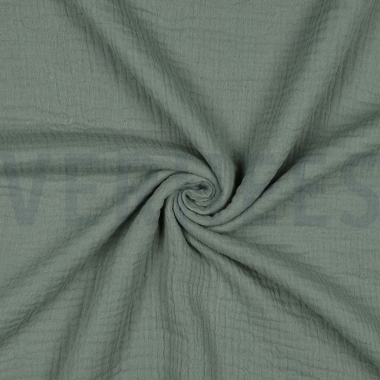 BAUMWOLLE MUSSELIN DREILAGIG GOTS ALTGRÜN #7