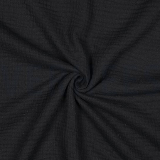 BAUMWOLLE MUSSELIN DREILAGIG GOTS SCHWARZ #7