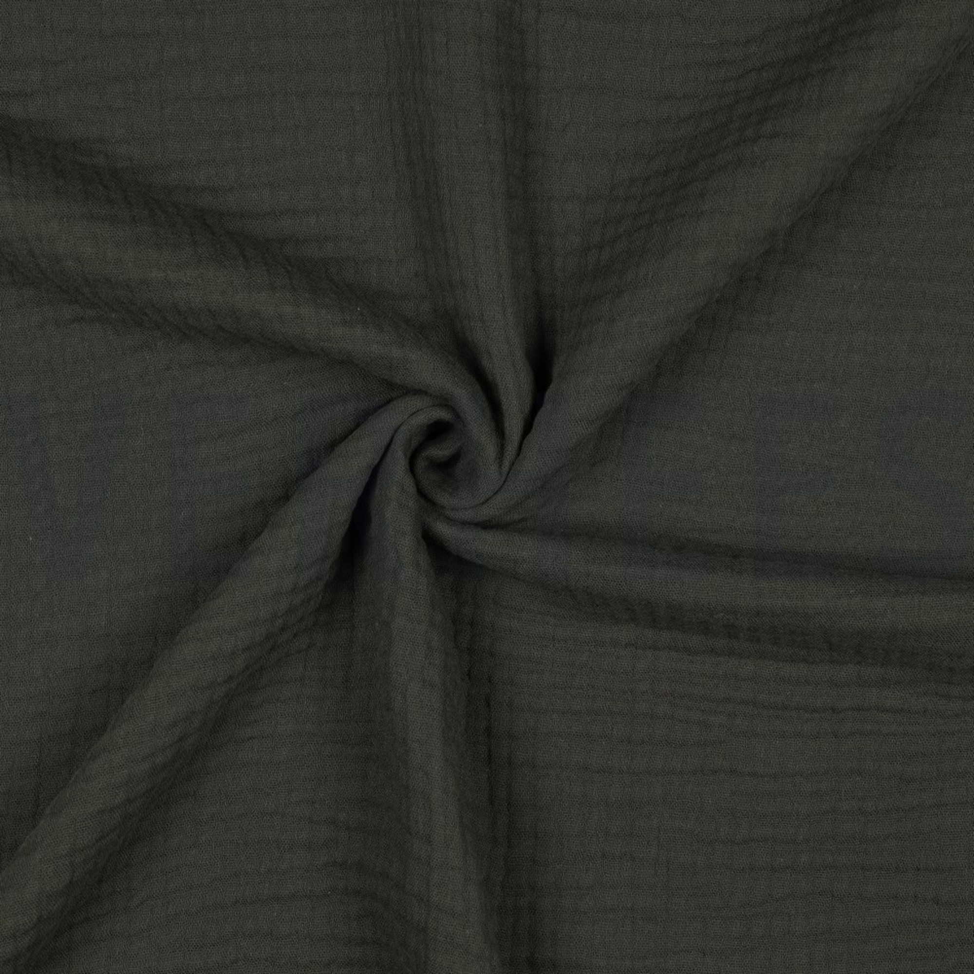 BAUMWOLLE MUSSELIN DREILAGIG GOTS DUNKELGRÜN (high resolution) #3