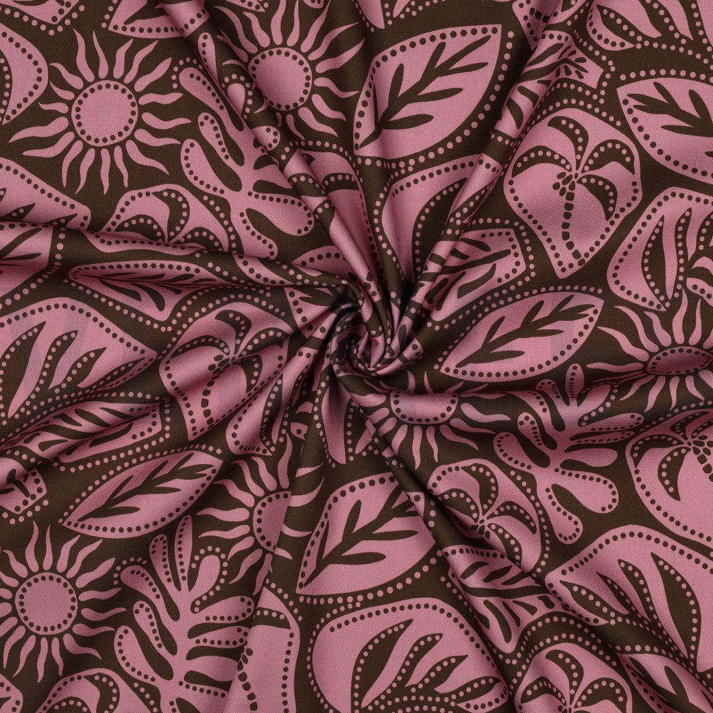 VISCOSE ROSELLA STRETCH ABSTRACT ARMY GREEN #7