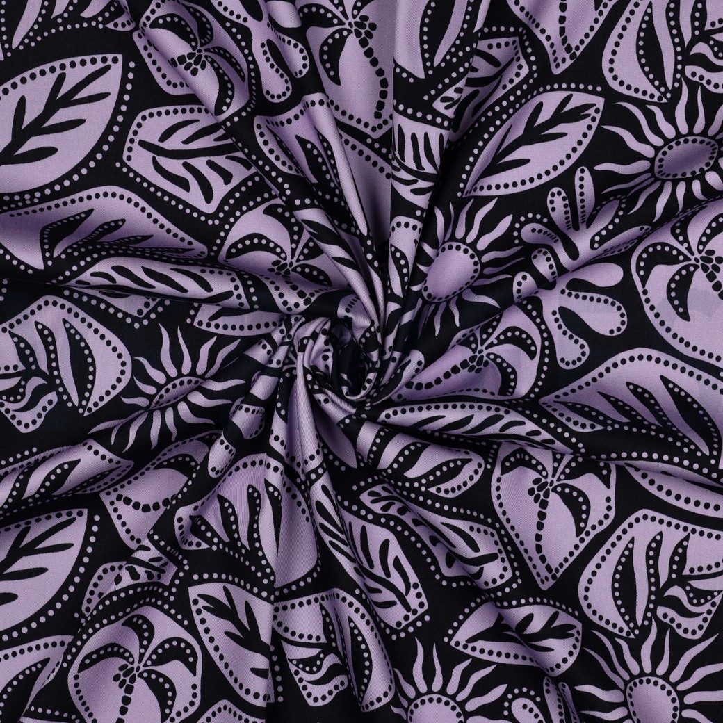 VISKOSE ROSELLA STRETCH ABSTRACT MARINEBLAU #7