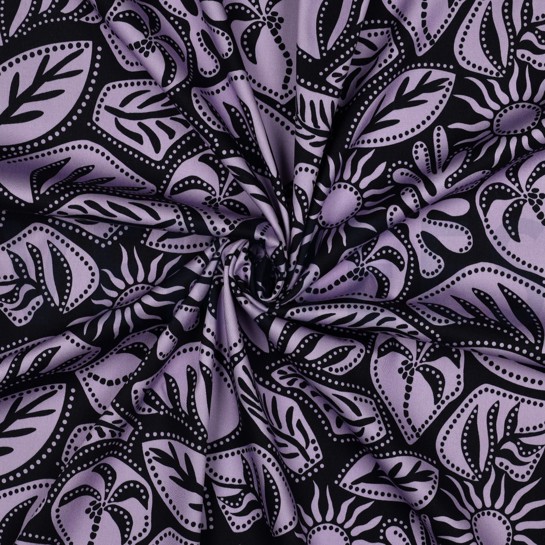 VISKOSE ROSELLA STRETCH ABSTRACT MARINEBLAU #7