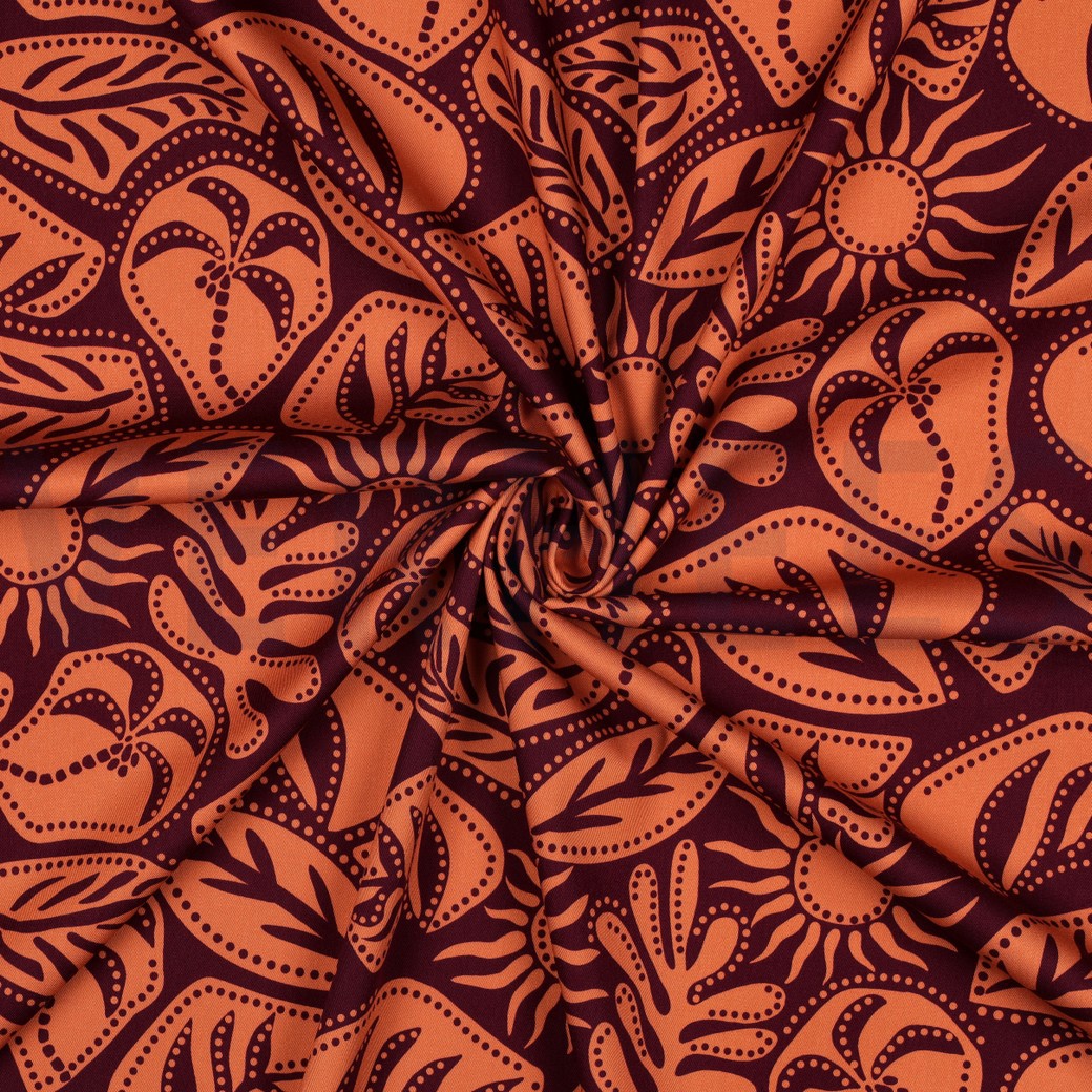 VISKOSE ROSELLA STRETCH ABSTRACT AUBERGINE #7