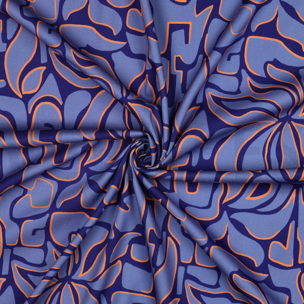 VISKOSE ROSELLA STRETCH ABSTRACT KOBALTBLAU #7