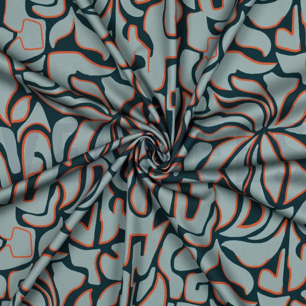 VISKOSE ROSELLA STRETCH ABSTRACT PETROL #7
