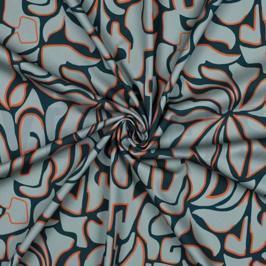 VISKOSE ROSELLA STRETCH ABSTRACT PETROL #7