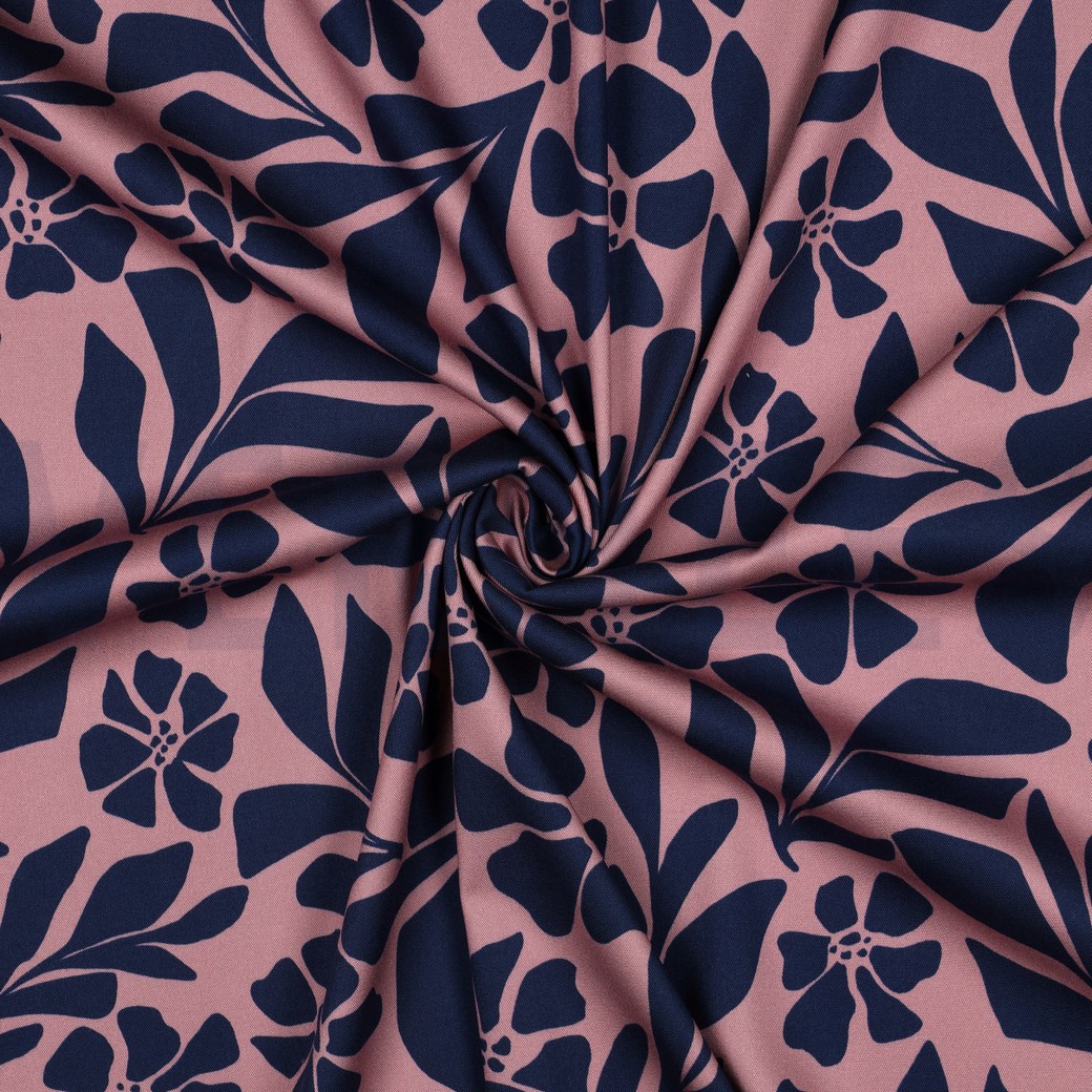 VISCOSE ROSELLA STRETCH FLEURS MAUVE #7