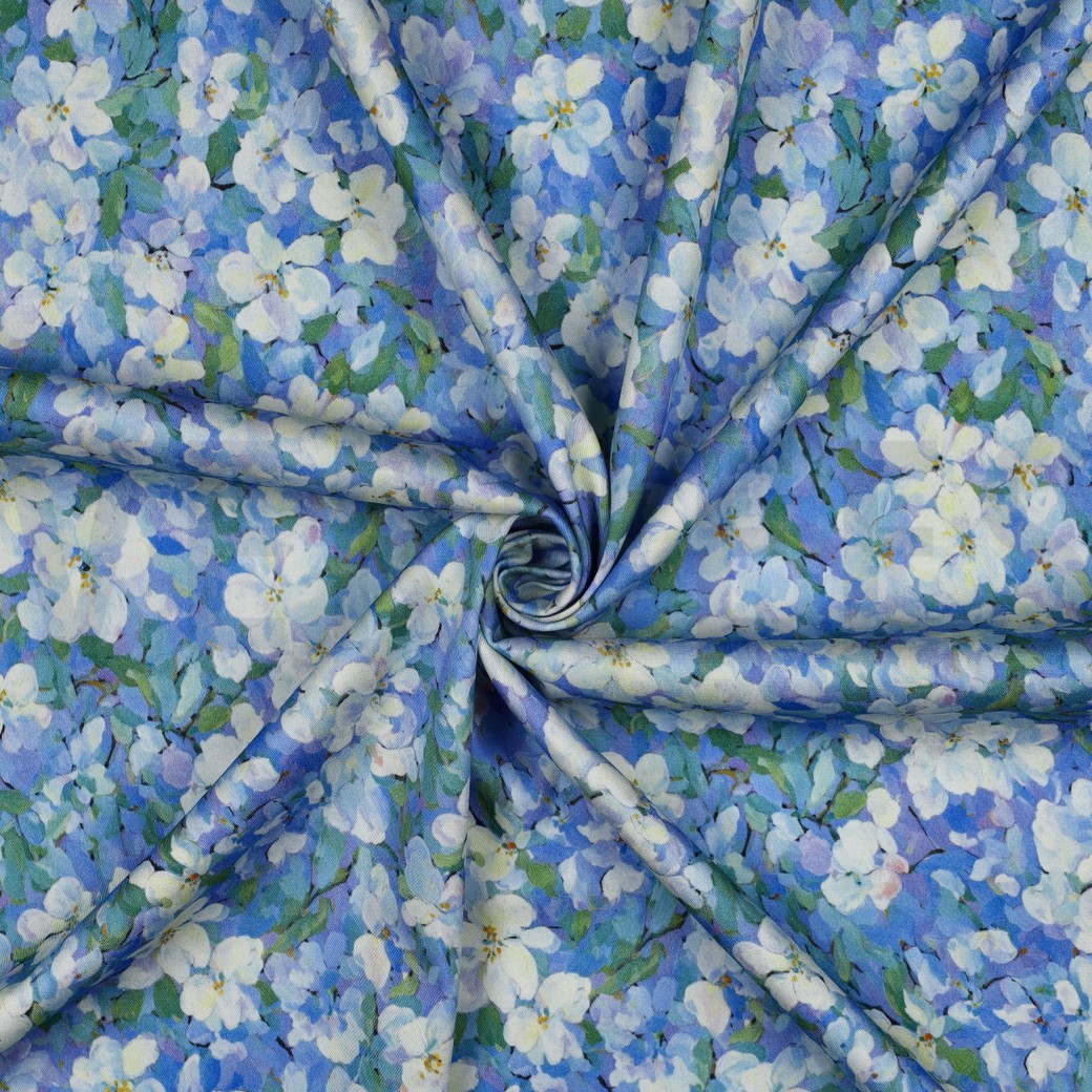 VISCOSE ROSELLA STRETCH DIGITAL FLEURS LAVANDE #7