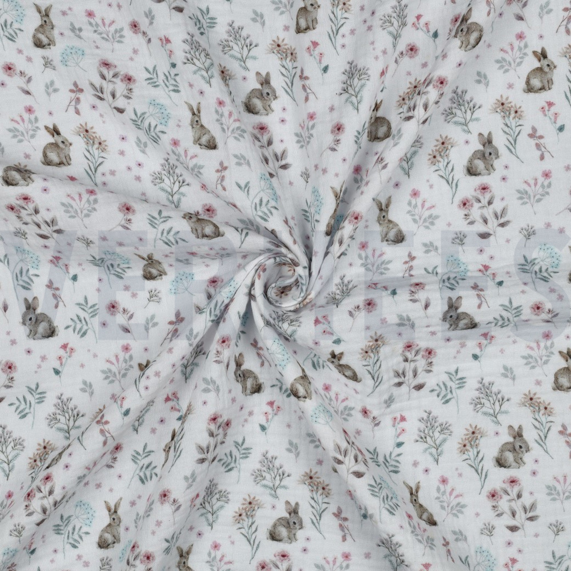 MUSSELIN GOTS DIGITAL WALDTIERE WEISS (high resolution) #3