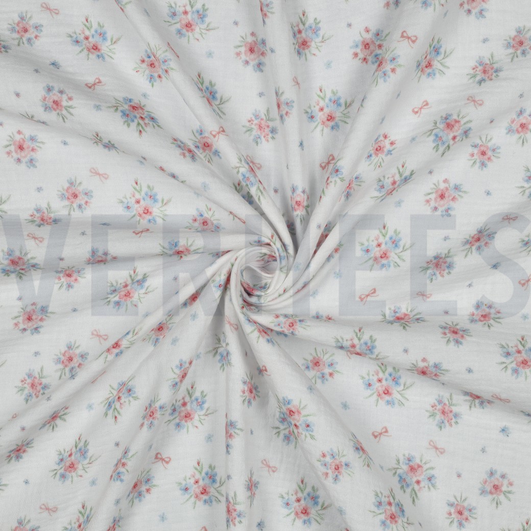 DOUBLE GAUZE GOTS DIGITAAL BLOEMEN WIT #7