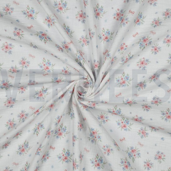 MUSSELIN GOTS DIGITAL BLUMEN WEISS #7