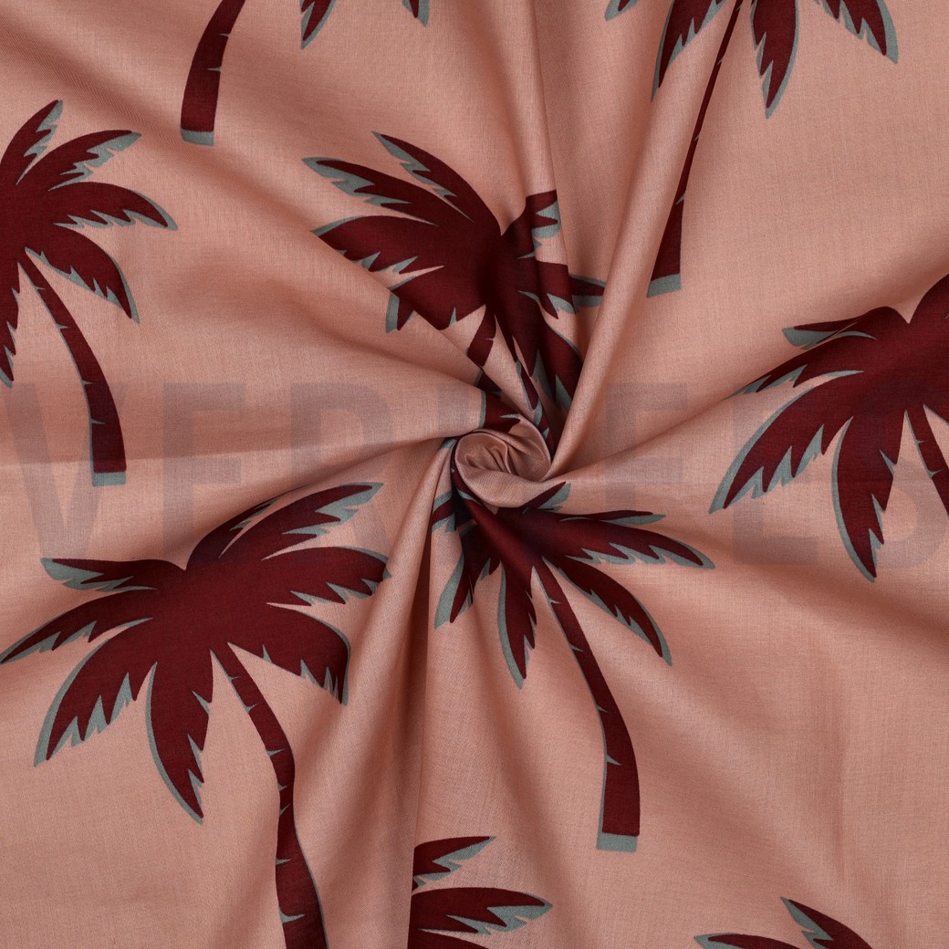 BAUMWOLLE VOILE PALMEN MAUVE #7